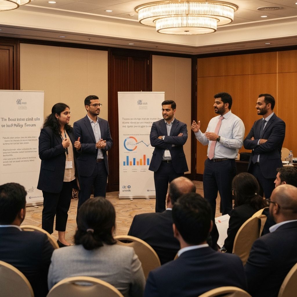 Advocates speaking at international policy forum with engaged audience