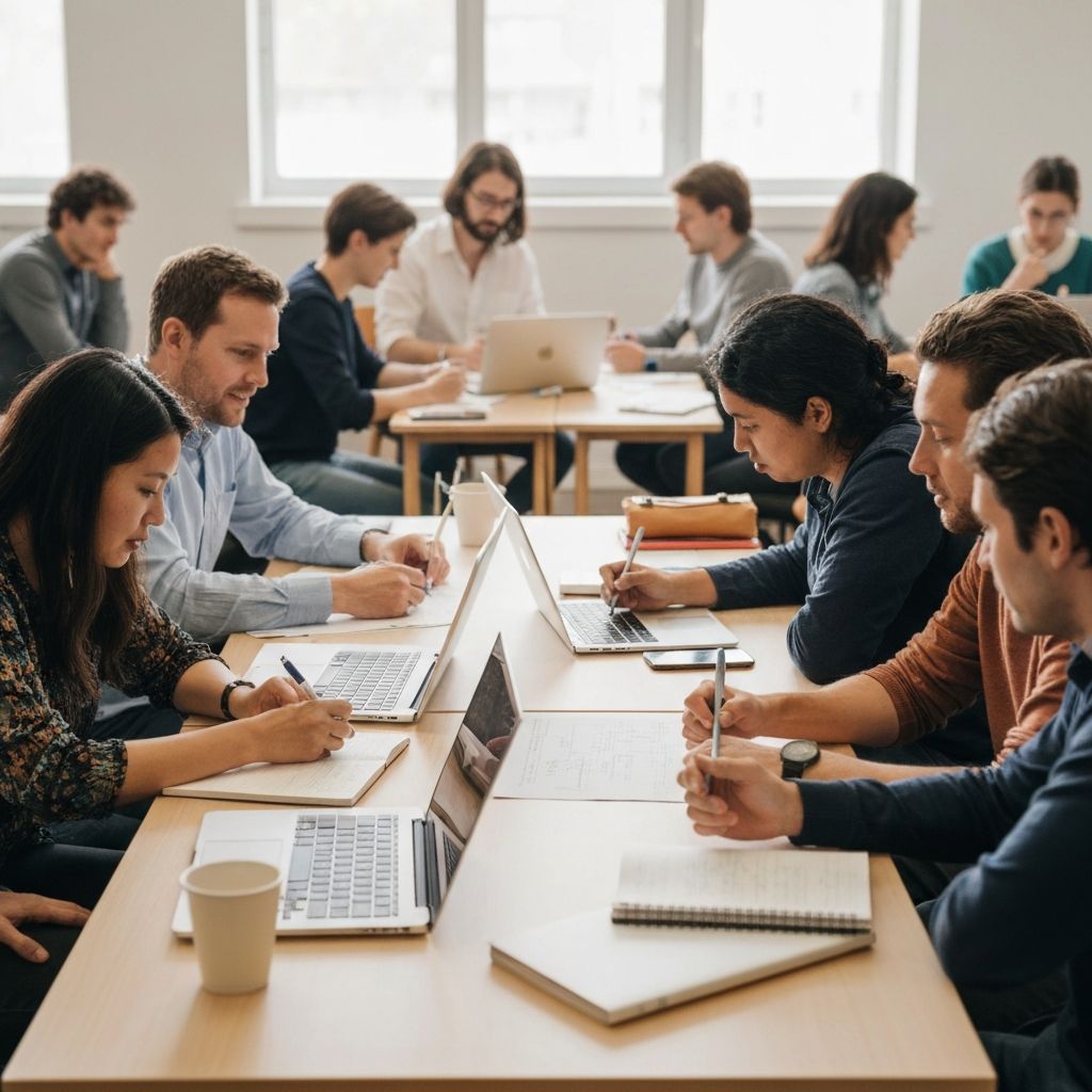 Workshop participants collaborating in small groups on advocacy strategies