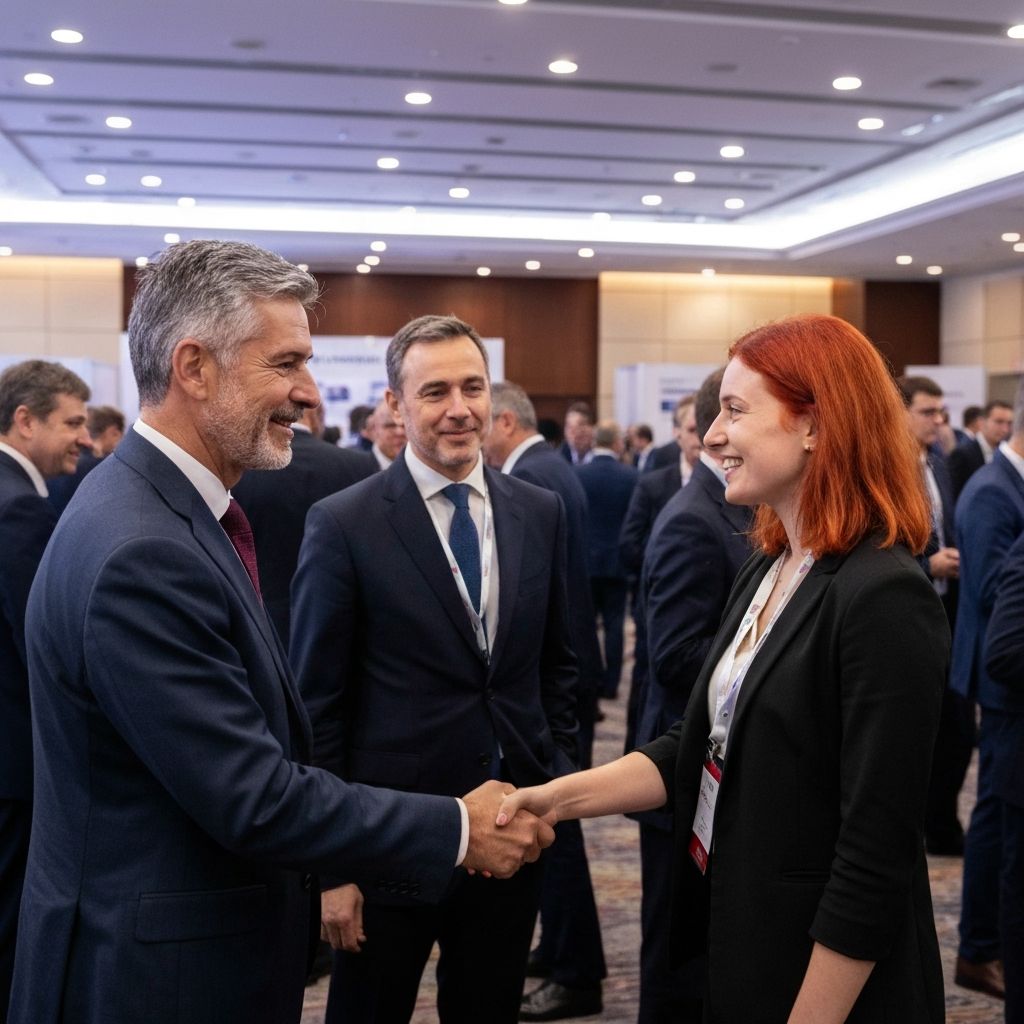 Professionals from different organizations networking at global partnership summit